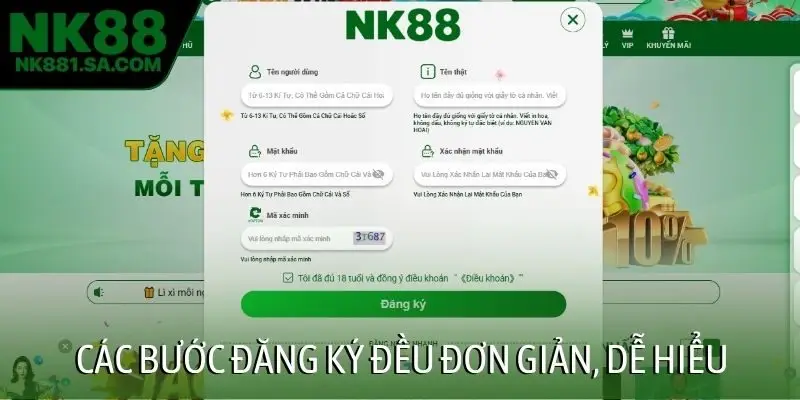 Các bước đăng ký đều đơn giản, dễ hiểu