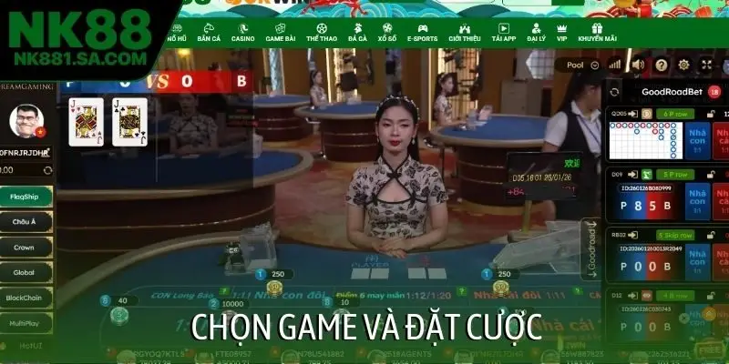 Chọn game và đặt cược