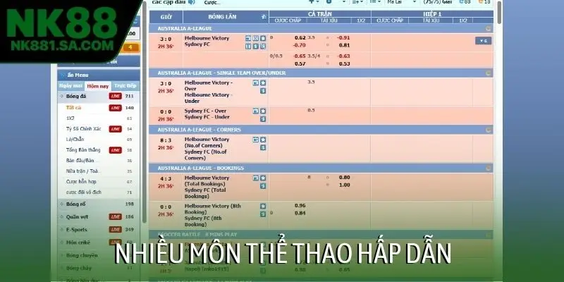 Nhiều môn thể thao hấp dẫn