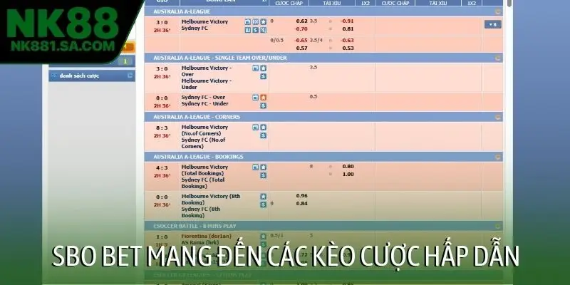 SBO BET mang đến các kèo cược hấp dẫn