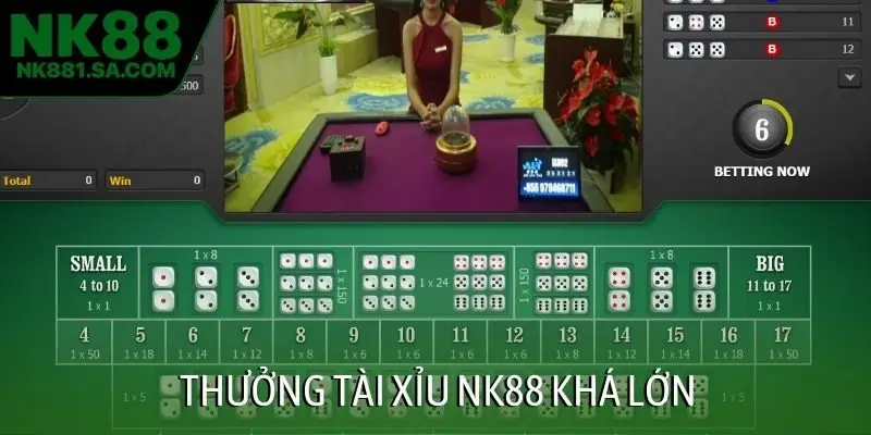 Thưởng tài xỉu NK88 khá lớn